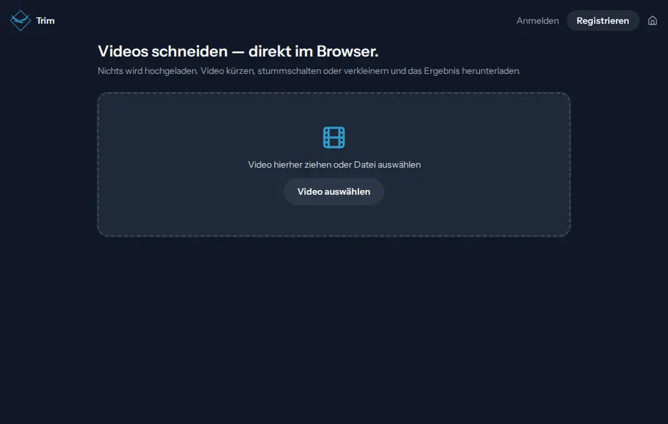 Startseite von Birdsuite Trim im Browser